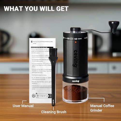 World's First 60g Large Capacity Manual Coffee Grinder, Portable Mill with 40 Settings, Stainless Steel Grinders for Espresso, Pour Over, Camping, Travel, Gift, etc.
