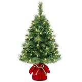 Best Choice Products 26-inch Pre-Lit Tabletop Fir Artificial Christmas Tree Decor w/ 35 Warm White LED Lights, Timer, Green