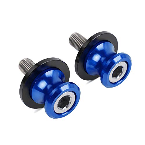 XX eCommerce Motorcycle Motorbike 1 Pair Swingarm Swing arm 6mm Slider Spool Stand Screw Stud Bolt Nut Kit for Yamaha R1 R3 FZ MT 07 09 Aprilia (Blue)