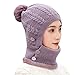 OrchidAmor Womens Pom Pom Beanie Hat Scarf Girls Cute Winter Ski Hat Slouchy Knit with Fleece Lined Bib mask Jumper Capthumb 2
