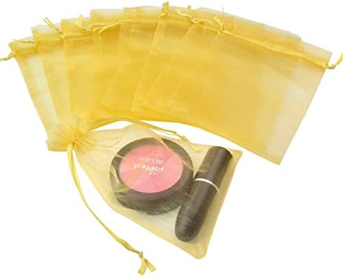 100pcs Organza Bags-Tojwi 3.54"x4.33" Drawstring Pouches Jewelry Candy Gift Favor Bag for Party Wedding Storage Bags(9x11cm, Gold)