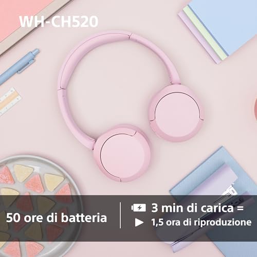 WH-CH520 | Cuffie Wireless, Connessione Multipoint, con Microfono, Fino a 50 ore di durata della batteria con Ricarica rapida - Beige