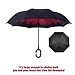 Reverse Umbrella,Glamore Creative Cars Reverse Folding Umbrella Double Layer Hands Free No Drip Inverted Umbrella Travel Umbrellas for Car (Red Maple Leaf)