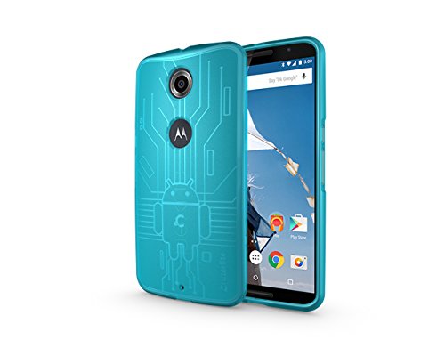 Nexus 6 Case, Cruzerlite Bugdroid Circuit TPU Case Compatible for Google Nexus 6 / Motorola Nexus 6 (2014 Release) - Teal