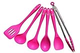 Primed 6-piece Kitchen Silicone Cooking Utensil Set with Spatula, 2 Ladle, Mixing Spoon, Spatula Spoon, Tong