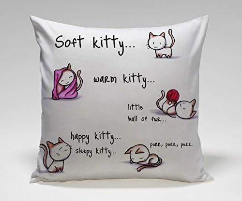 LOVEPreferred 16x16 Inch soft kitty,warm kitty,happy kitty Home Decor Design Cotton Linen Square Throw Pillow Case Decorative Sofa Cushion Cover