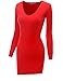 Doublju Fitted V-Neck Soft Knit Sweater Dress (Plus size available)