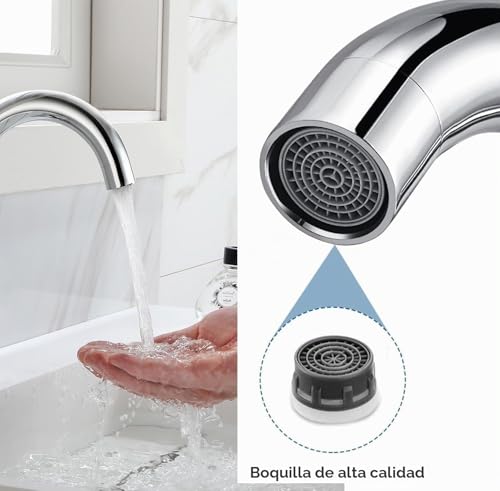 Auralum 360° Swivel Basin Tap, High Bathroom Mixer Tap, Cold and Hot Water Available, Removable Aerator, Classic Chrome, 60 cm Hose