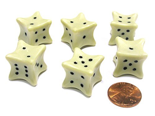 Set of 6 Six D6 6 Sided 18mm Bone Dice - RPG D&D Board Game Roll Dem Bones by Koplow Games