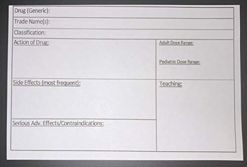 Amazon Com Blank Nursing Drug Cards Lpn Rn Pharmacology Handmade