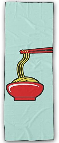 Funny Food Cartoon Noodles Super Absorbant Lightweight Yoga Mat Towel 72"x24"