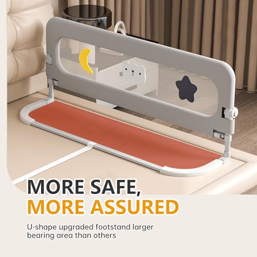 BOOM Toddler Bed Rails for Crib, Foldable Bed Rail for Toddlers, Adjustable Heights Portable Bedrail Extra Tall Child Safety Side Railing Guards for Kids, for Queen Full King Twin Crib Bunk Size Bed