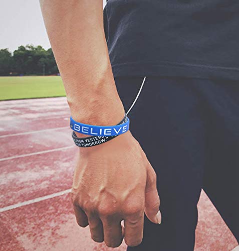 SAILIMUE 12 Pcs Inspirational Silicone Rubber Bracelets for Men Women Wristbands Positive Energy with Motivational Saying Bracelets Set Sports Wristbands - Thumbnail 2
