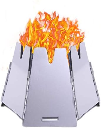 AoLigei Camping Stove,Folding Wood Stove Portable Compact Stainless Steel Lightweight Stove Outdoor Picnic BBQ Backpacking Camping Wood Burning Stove Alcohol Burner Pocket Stove