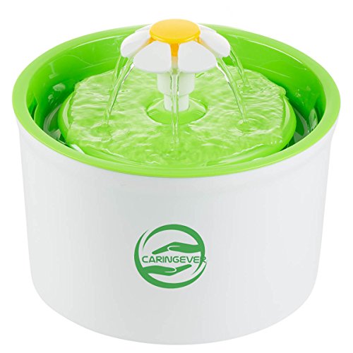 Cat Flower Fountain â€“ Automatic Water Dispenser For Kitty And Dog Pets â€“ Elevated Electric Drinking Fountain For Indoor Use â€“ Comes With A Waterproof Scratch Mat â€“ Silent Pump With Filter - CaringEver