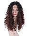 RunM Long Curly Lace Front Wigs For Black Women Ombre Brown Glueless Heat Resistant Synthetic Lace Front Wig Curly