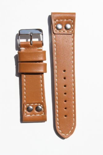 Panerai 22mm Tan Pilot Style Watchband with Contrast Stitch and Water Resistant Lining