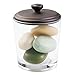 MetroDecor mDesign Bathroom Vanity Glass Canister Jar for Epsom Bath Salts, Soap, Cotton Balls, Swabs - Pack of 2, Clear/Bronze