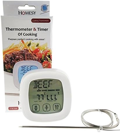 Homesy Oven &amp; BBQ Touchscreen Digital Meat Cooking Thermometer and Timer with Stainless Steel Probes for Cooking meats to perfection.