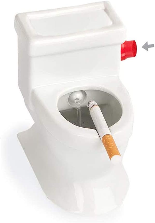 LAD Toilet Shaped Ceramic Ashtray, Smoking Ash Tray with Water Tank for