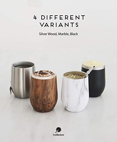 Balibetov [NEW] Modern 12 oz Yerba Mate Gourd Set (Mate cup) - Double Walled 18/8 Stainless Steel - Includes Two Bombillas and a Cleaning Brush (MARBLE) - Thumbnail 6