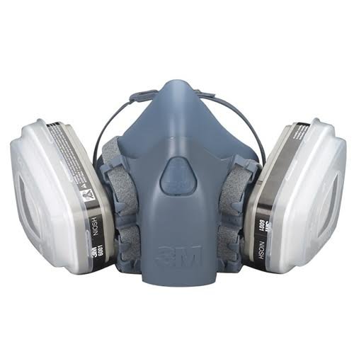 3M Medium Half Facepiece Reusable Respirator 7502/37082(AAD), Respiratory Protection, Medium, with Organic Vapor Cartrid