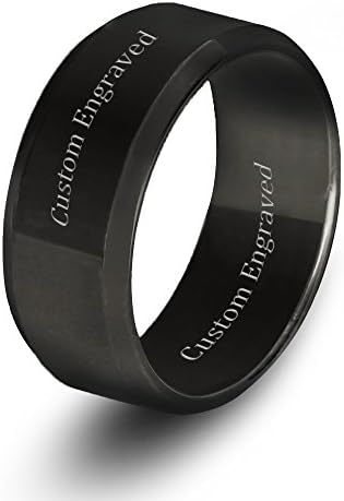 Caramel Sweet Life Personalized MD1024 Stainless Steel 8MM Black Band Ring Free Engraving
