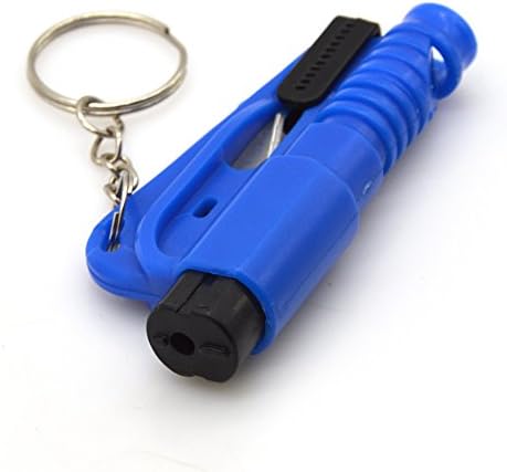 2 Pack Emergency Rescue Keychain Car Escape Tool Original Safety Hammer Window Glass Breaker Seatbelt Cutter (Blue)