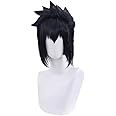 NiceLisa Black Short Fluffy Men's Role Sasuke Uchiha Cosplay Costume Wig with Bangs (not styled)