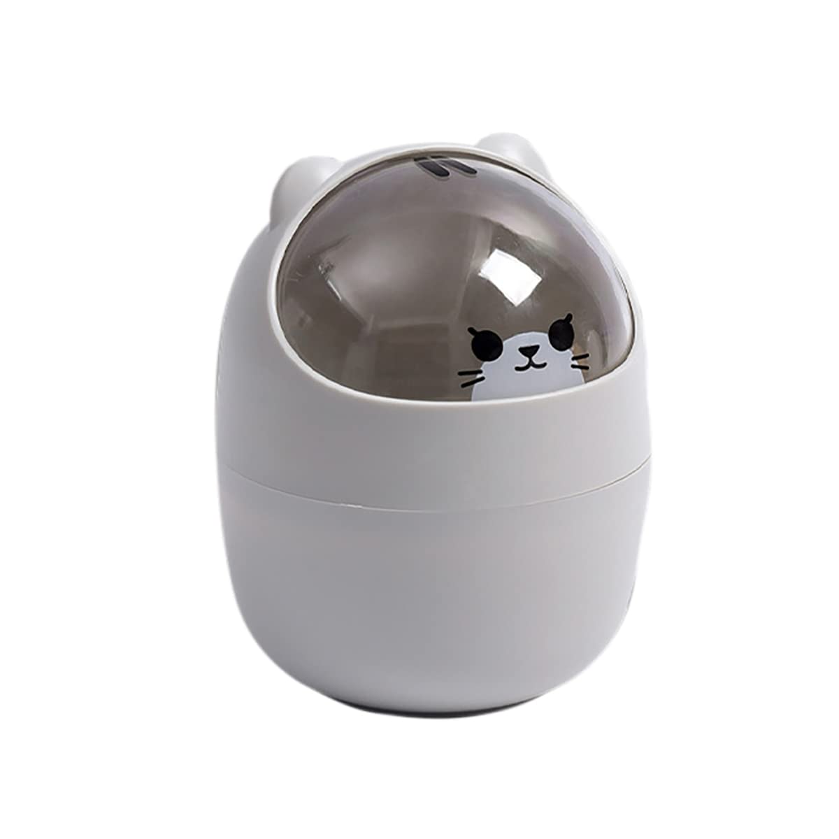 Verve Jelly Trash Can Desk Bin, Rubbish Storage Bin, Cute Creative Cartoon Animals Wastebasket with Lid, Mini Garbage Organizer, for Home Office Kitchen Bedroom Bathroom Car Indoor Dust Bin, 4L, Grey — image 1