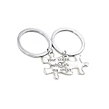 Your Crazy Matches My Crazy Couples Necklaces Two Puzzle Necklace Key Chain Set