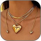 YHGDY Chunky Heart Necklace for Women Bow Necklace Long Gold Necklace Layered Wrap necklace for Women Bow Jewelry