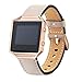 Charberry Luxury Leather Watch Band Wrist Strap+Rose gold Metal Frame For Fitbit Blaze Smart Watch (Beige)