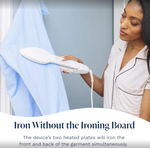 Nori Press Travel Steam Iron - Handheld Iron With Optional Steam Feature - No Ironing Board Required - Easy to Use w/ 6 Fabric Settings - Removes Wrinkles - User Manual Included -White