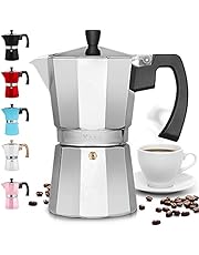 Zulay Classic Stovetop Espresso Maker for Great Flavored Strong Espresso, Classic Italian Style 3 Espresso Cup Moka Pot, Makes Delicious Coffee, Easy to Operate & Quick Cleanup Pot (Silver)