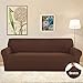 Easy-Going Stretch Oversized Sofa Slipcover 1-Piece Sofa Cover Furniture Protector Couch Soft with Elastic Bottom for Kids, Polyester Spandex Jacquard Fabric Small Checks Coffee