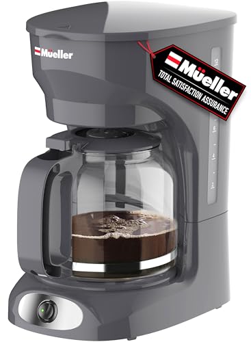 MUELLER HOME 12-Cup Drip Coffee Maker, Gray | Borosilicate Carafe, Auto-Off, Reusable...
