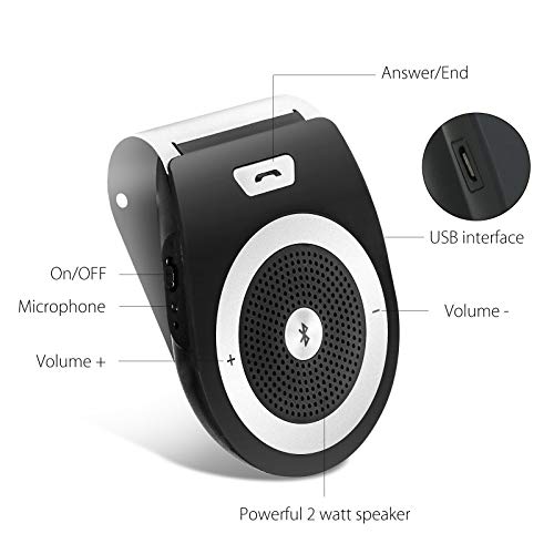 image for Sunjoyco Bluetooth Car Speakerphone, Wireless in-Car Speaker Clip on S