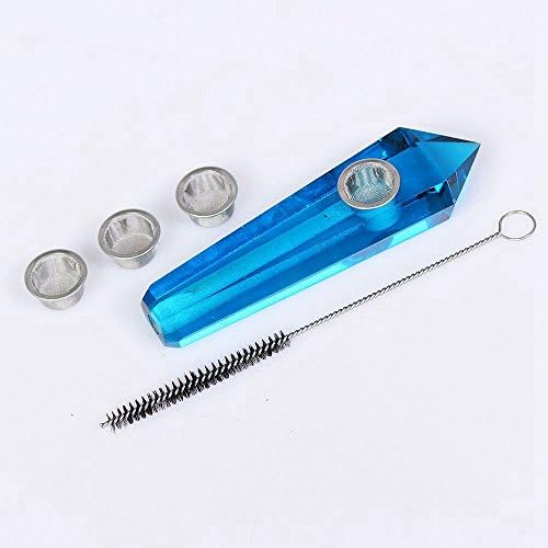 Yeva High-Quality Blue Fused Crystal Tube with a carb, 3Pcs Screen+1Pcs Brush for Free, 4-4.5Inchs