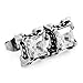 Men's Stainless Steel Stud Earrings CZ Silver Black Dragon Claw Square Vintage