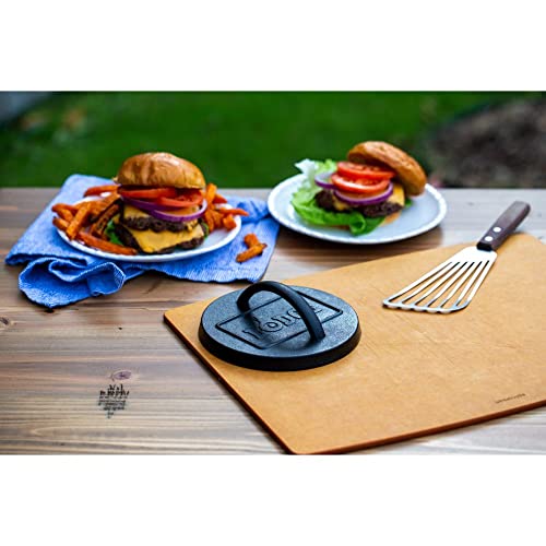 Lodge Pre-Seasoned Round Cast Iron Press - Cast Iron Griddle Press for a Restaurant-Quality Sear - Unparalleled Heat Retention - Use on the Stove or the Grill - 6.25 Inch