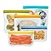 (re)zip 5-Piece Flat Lunch Reusable BPA-Free Food Grade Storage Bag Kit, Leakproof, Freezer Safe, Dishwasher Safe, Travel Friendly, (3) Lunch (3.5-Cup/28-Ounce), (2) Snack 1-Cup/8-Ounce, (Multicolor)