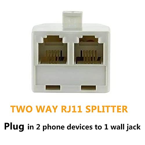 image for Uvital RJ11 Plug 1 to 2 Dual Phone Line Splitter Wall Jack Split into 