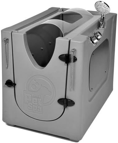 Pet Wash Enclosure with Splash Guard &amp; Removable Shelf