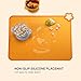 Silicone Baby Placemats for Children Kids Toddlers, Cute Stone Baby Placemats Travel with Raised Edge, Waterproof, Portable, Easy to Clean, Dishwasher Safe, BPA Free, Orange