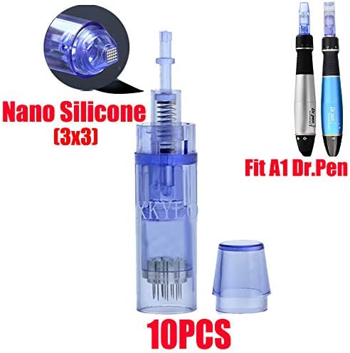 Micro Needles Cartridges For Ultima A1 Dr.Pen,Tips For Electric Auto Stamp Derma Pen,9Pin/12Pin/36Pin/42Pin &Nano Neelde Cartridges (Nano silicone 3D, 10 Pcs)