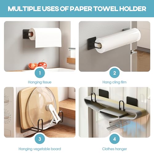 Highpro 3 Pack Magnetic Spice Rack for Refrigerator, Magnetic Refrigerator Organizer with Paper Towel Holder, Strong Magnetic Fridge Shelf for Refrigerator Microwave Oven Kitchen Organization