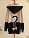 Woman Girls Kawaii Cat Face Tail Hoodie with Cute Hat Fleece Sweater Shirt, White, Large