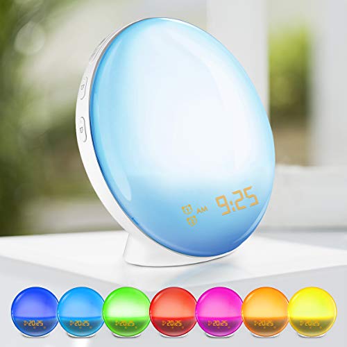 Vandora Sunrise Alarm Clock, Digital LED Clock with 7 Color Switch and FM Radio for Bedrooms, Multiple Nature Sounds Sunset Simulation & Touch Control, Sleeping Mode & Snooze Function