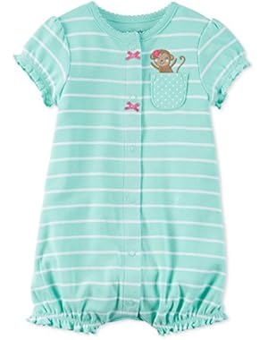 Striped Monkey Romper, Baby Girls